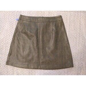 Bb Dakota Anthropologie Faux Leather Skirt green snakeskin Y2k NWT City Officey